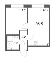 2 ккв (Евро) № 42 Корп.: 1 , Секция 2  в ЖК Пулково Lake