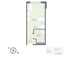Студия № 73 Корп.: 4 , Секция 2  в ЖК Пулково Lake