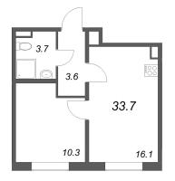 2 ккв (Евро) № 67 Корп.: 3 , Секция 3  в ЖК Пулково Lake
