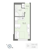 Студия № 430 Корп.: 2 , Секция 10  в ЖК Пулково Lake