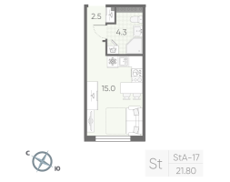 Студия № 183 Корп.: 4 , Секция 5  в ЖК Пулково Lake