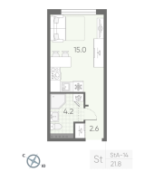 Студия № 112 Корп.: 2 , Секция 3  в ЖК Пулково Lake