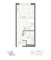 Студия № 231 Корп.: 2 , Секция 5  в ЖК Пулково Lake
