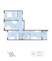 4 ккв (Евро) № 9 Корп.: 2 , Секция 1  в ЖК Пулково Lake