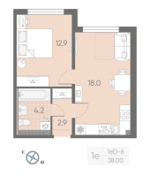 2 ккв (Евро) № 172 Корп.: 2 , Секция 4  в ЖК Пулково Lake