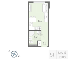 Студия № 52 Корп.: 4 , Секция 2  в ЖК Пулково Lake