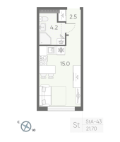 Студия № 401 Корп.: 2 , Секция 9  в ЖК Пулково Lake