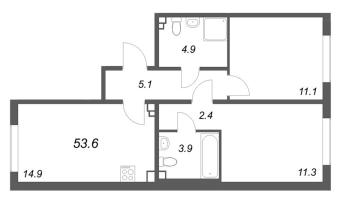 2 ккв № 80 Корп.: 4 , Секция 3  в ЖК Пулково Lake