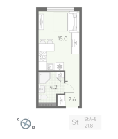 Студия № 67 Корп.: 2 , Секция 2  в ЖК Пулково Lake