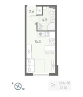Студия № 531 Корп.: 2 , Секция 12  в ЖК Пулково Lake