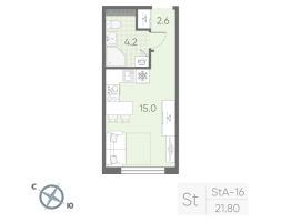Студия № 182 Корп.: 4 , Секция 5  в ЖК Пулково Lake