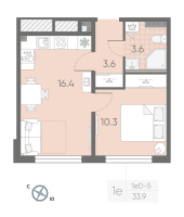 2 ккв (Евро) № 117 Корп.: 2 , Секция 3  в ЖК Пулково Lake