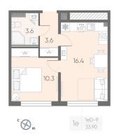 2 ккв (Евро) № 240 Корп.: 2 , Секция 5  в ЖК Пулково Lake