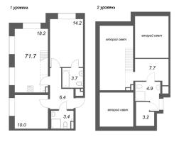 3 ккв (Евро) № 25 Корп.: 1 , Секция 1  в ЖК Пулково Lake