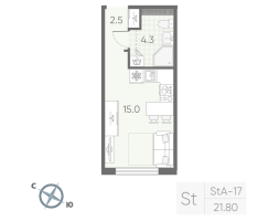 Студия № 167 Корп.: 4 , Секция 5  в ЖК Пулково Lake