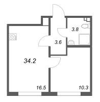 2 ккв (Евро) № 27 Корп.: 4 , Секция 2  в ЖК Пулково Лейк