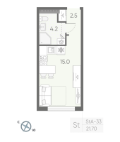 Студия № 345 Корп.: 2 , Секция 8  в ЖК Пулково Лейк