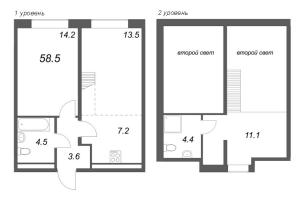 3 ккв (Евро) № 71 Корп.: 1 , Секция 2  в ЖК Пулково Лейк