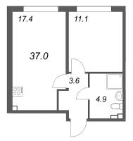 2 ккв (Евро) № 36 Корп.: 2 , Секция 2  в ЖК Пулково Лейк