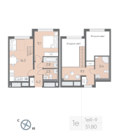 3 ккв (Евро) № 190 Корп.: 2 , Секция 4  в ЖК Пулково Лейк