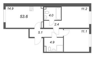 2 ккв № 296 Корп.: 2 , Секция 7  в ЖК Пулково Лейк