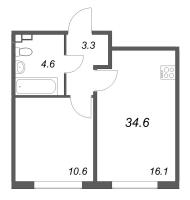 2 ккв (Евро) № 42 Корп.: 4 , Секция 2  в ЖК Пулково Лейк