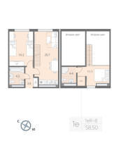 3 ккв (Евро) № 123 Корп.: 1 , Секция 3  в ЖК Пулково Лейк
