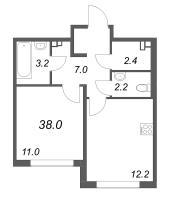 1 ккв № 464 Корп.: 2 , Секция 11  в ЖК Пулково Лейк