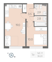 2 ккв (Евро) № 379 Корп.: 2 , Секция 9  в ЖК Пулково Лейк