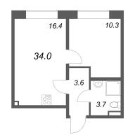 2 ккв (Евро) № 198 Корп.: 1 , Секция 6  в ЖК Пулково Лейк