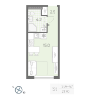 Студия № 444 Корп.: 2 , Секция 10  в ЖК Пулково Лейк