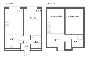 3 ккв (Евро) № 125 Корп.: 1 , Секция 3  в ЖК Пулково Лейк