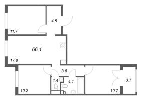 4 ккв (Евро) № 18 Корп.: 4 , Секция 1  в ЖК Пулково Лейк