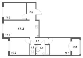 4 ккв (Евро) № 9 Корп.: 2 , Секция 1  в ЖК Пулково Лейк