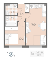 2 ккв (Евро) № 421 Корп.: 2 , Секция 10  в ЖК Пулково Лейк