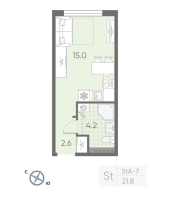 Студия № 66 Корп.: 2 , Секция 2  в ЖК Пулково Лейк