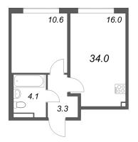 2 ккв (Евро) № 475 Корп.: 2 , Секция 11  в ЖК Пулково Лейк