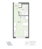 Студия № 399 Корп.: 2 , Секция 9  в ЖК Пулково Лейк