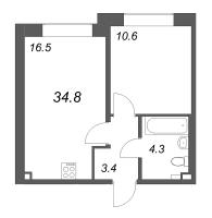 2 ккв (Евро) № 221 Корп.: 1 , Секция 7  в ЖК Пулково Лейк