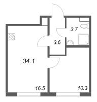 2 ккв (Евро) № 45 Корп.: 4 , Секция 2  в ЖК Пулково Лейк