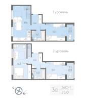 4 ккв (Евро) № 141 Корп.: 1 , Секция 4  в ЖК Пулково Лейк