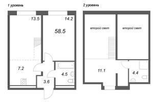 3 ккв (Евро) № 124 Корп.: 1 , Секция 3  в ЖК Пулково Лейк
