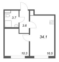 2 ккв (Евро) № 44 Корп.: 4 , Секция 2  в ЖК Пулково Лейк