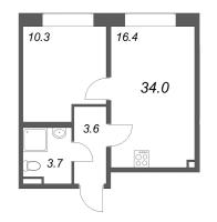 2 ккв (Евро) № 233 Корп.: 1 , Секция 7  в ЖК Пулково Лейк