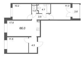 4 ккв (Евро) № 300 Корп.: 1 , Секция 8  в ЖК Пулково Лейк