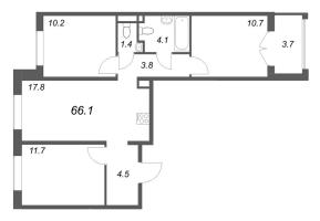 4 ккв (Евро) № 381 Корп.: 3 , Секция 12  в ЖК Пулково Лейк