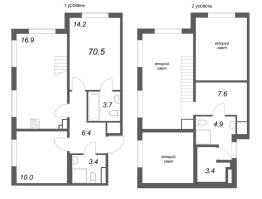 3 ккв (Евро) № 25 Корп.: 4 , Секция 1  в ЖК Пулково Лейк