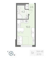 Студия № 441 Корп.: 2 , Секция 10  в ЖК Пулково Лейк
