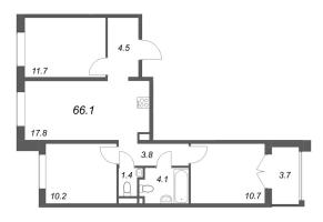 4 ккв (Евро) № 9 Корп.: 3 , Секция 1  в ЖК Пулково Лейк