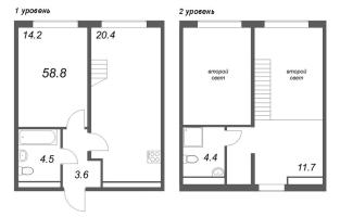 3 ккв (Евро) № 136 Корп.: 2 , Секция 3  в ЖК Пулково Лейк